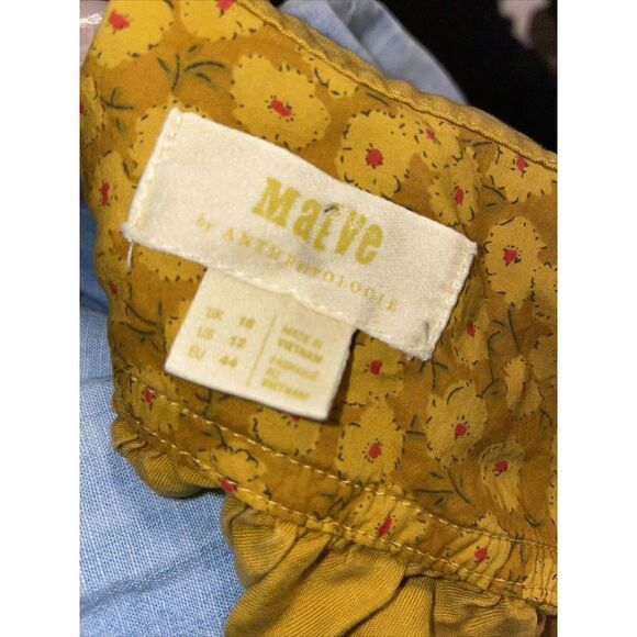 Anthropologie Maeve Marlie‎ Dress Sz 12 Button Front Collar Yellow Gold - Picture 5 of 8